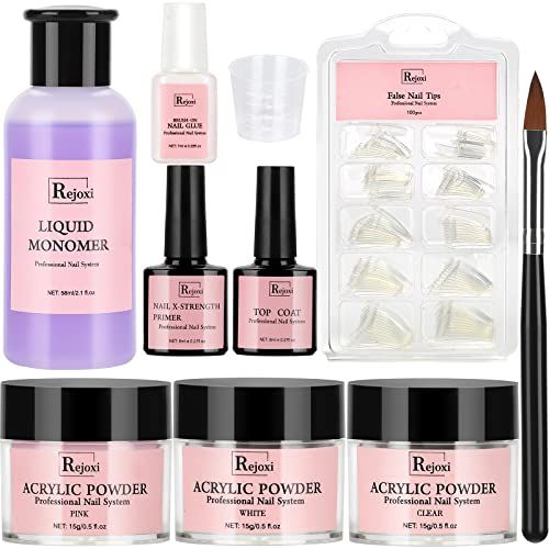 Amazon.com: Acrylic Nail Kit with Primer and Top Coat, Nail Starter Kit for  Beginners with Everything Nail Tips Glue Brush at Home Acrylic Powder  Monomer Set : Beauty & Personal Care